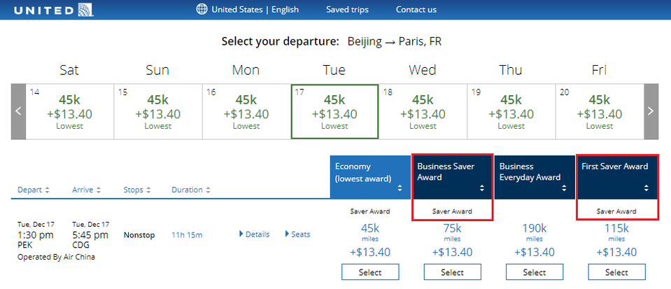 This route wouldn't show up on the Singapore Airlines website. Ignore the numbers; it's the presence of Saver Award seats that we're most interested in